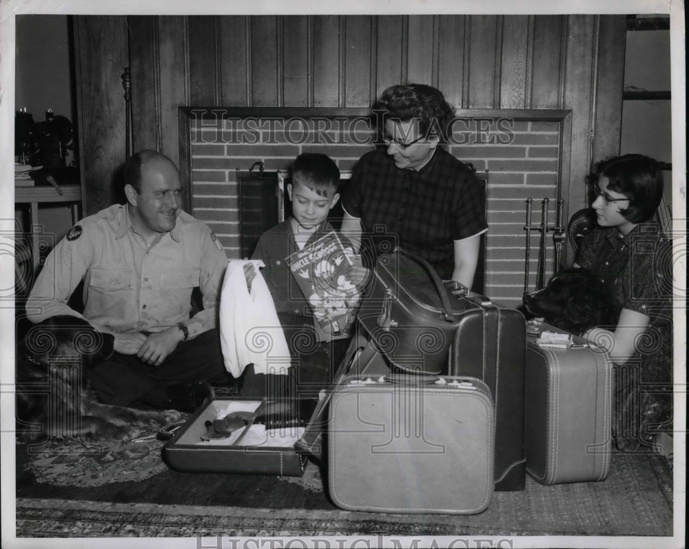 1956 Prof. Gustav Johnson, wife, son Mike, 8, daughter Vickey, 12 - Historic Images