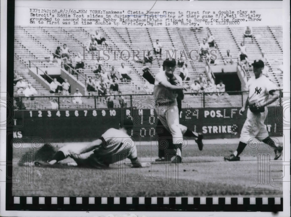 1960 Press Photo Yankees' Cletis Boyer & Detroit's Eddie Yost - Historic Images