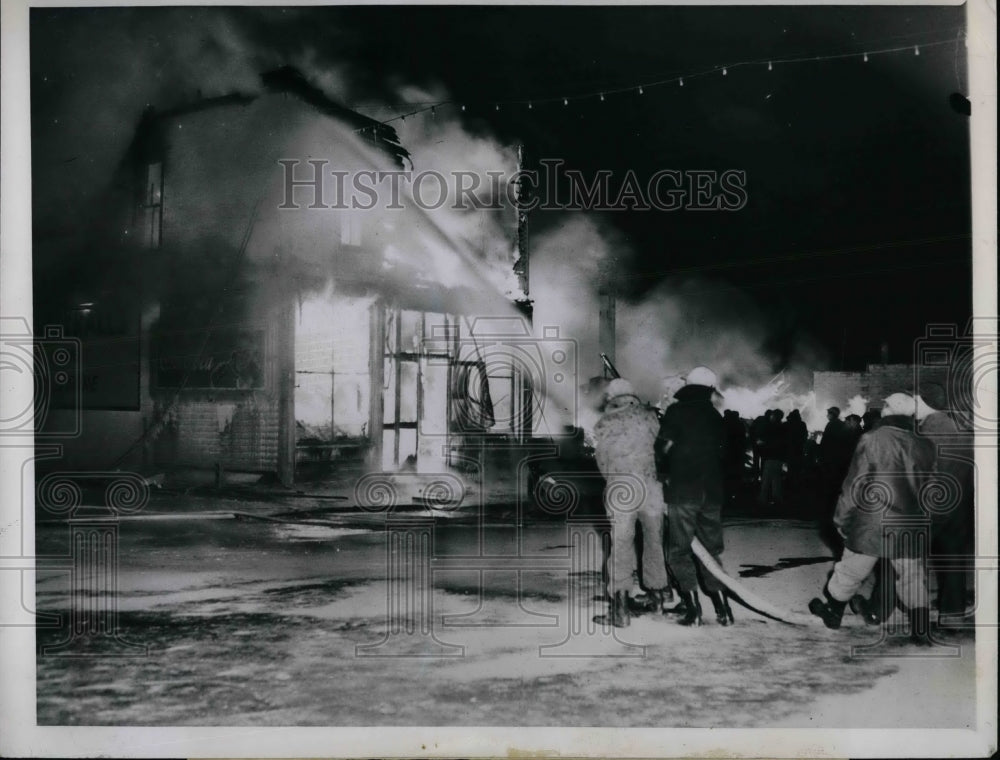 1948 Fireman Battle Blaze in Business Section of Hills  - Historic Images