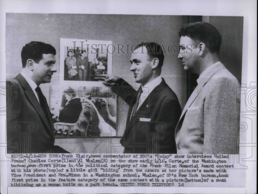1956 Press Photo Frank Blair Commentator NBC Today Charles Corte Al Whalen-Historic Images