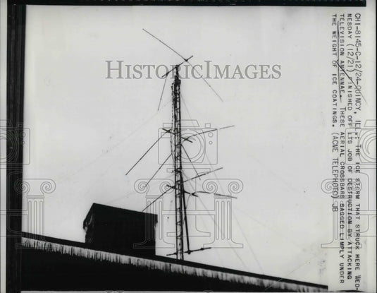 1950 sagging TV antennae after ice storm, Quincy, IL  - Historic Images