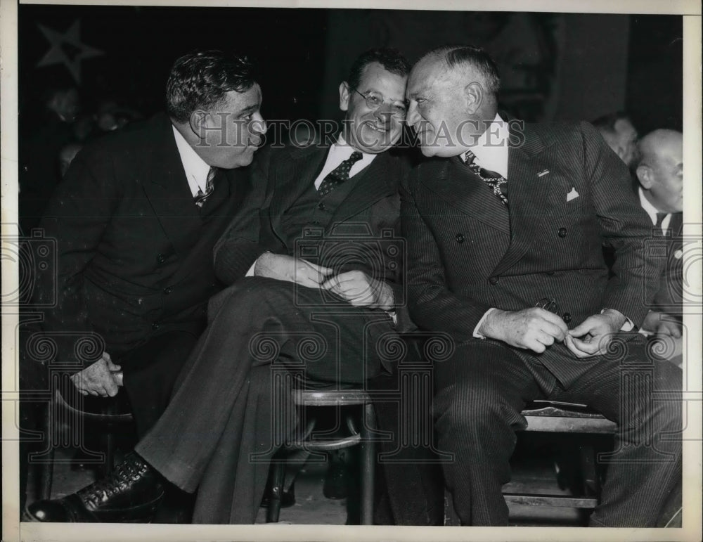 1936 Press Photo Mayor LA Guardia &amp; Senator Wagner Speaking After Conference - Historic Images