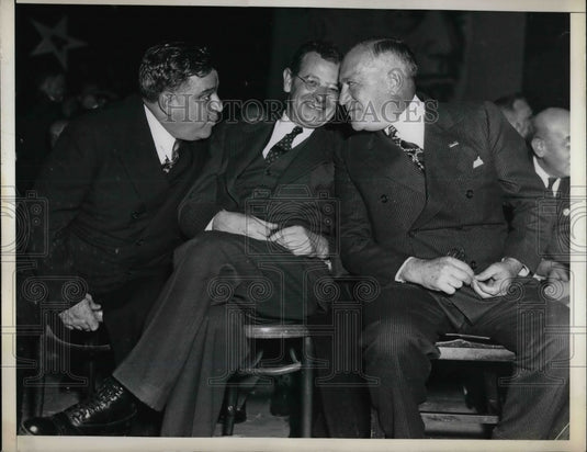 1936 Press Photo Mayor LA Guardia & Senator Wagner Speaking After Conference - Historic Images