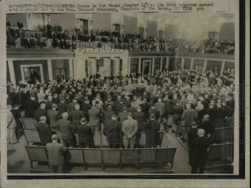 1959 Press Photo House Chamber Scene 86th Congress Opens In Prayer By Braskamp-Historic Images