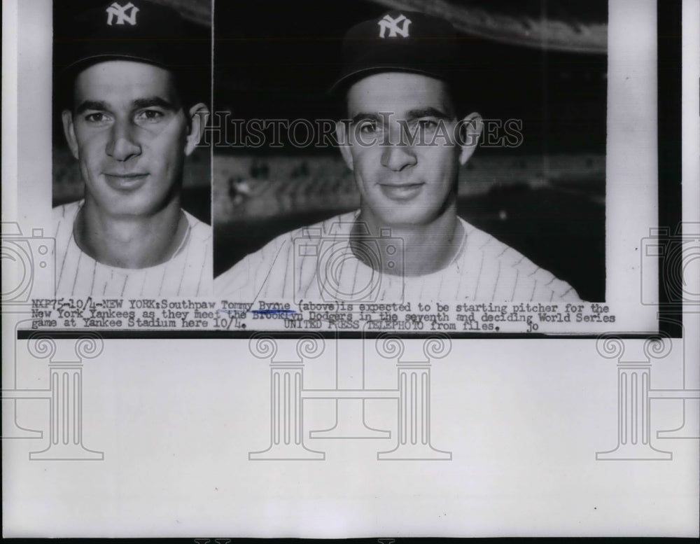 1955 Press Photo New York Yankees Pitcher Tommy Byrne During World Series - Historic Images