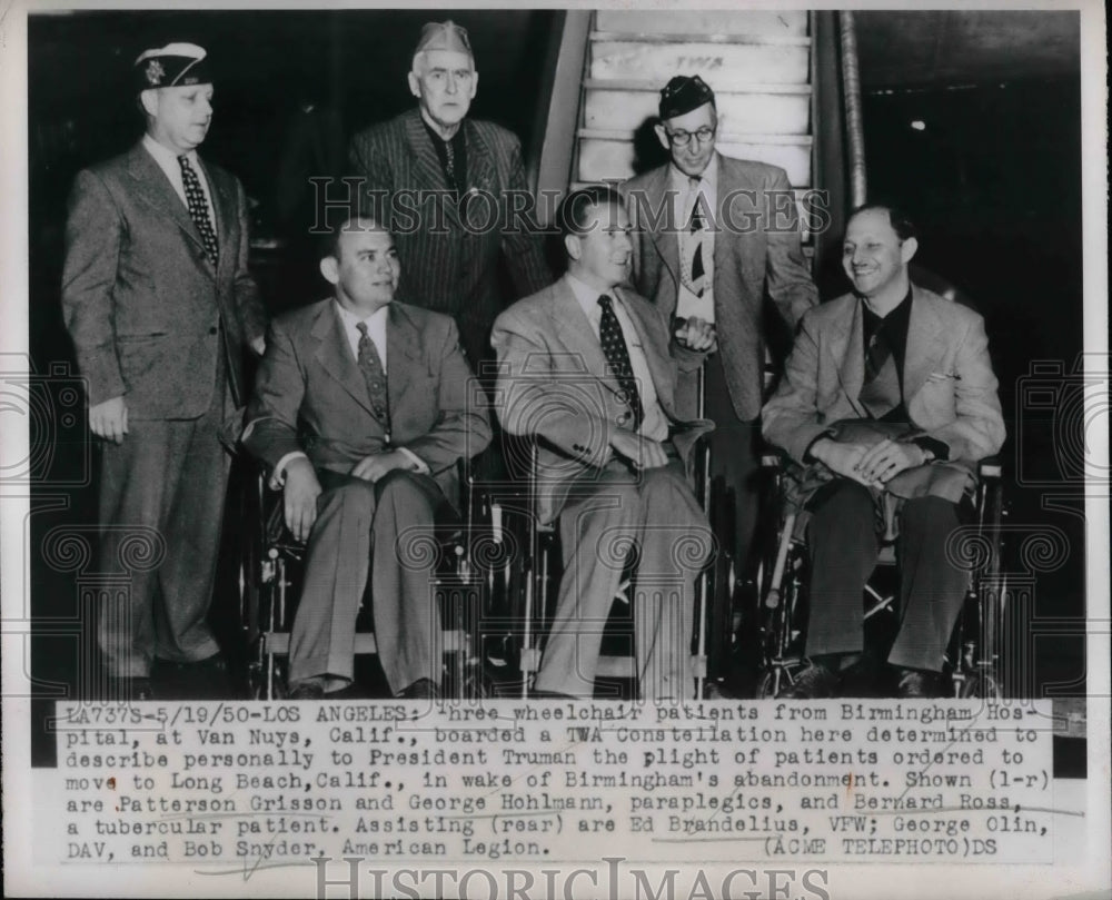 1950 Press Photo Disabled Veterans In DC To Protest Living Conditions - Historic Images