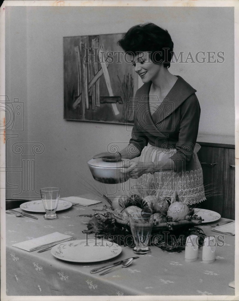 1963 Homemaking woman setting table  - Historic Images