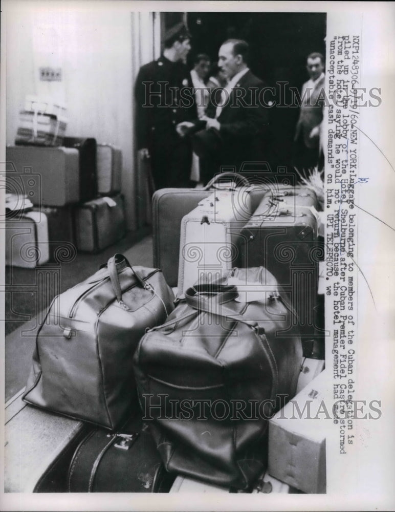 1960 Luggage of Cuban delegation at Hotel Shelburne in NYC - Historic Images