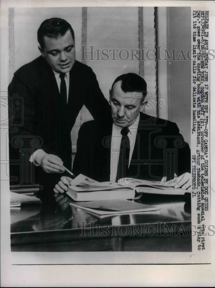 1962 Press Photo &quot;The First Day&quot; producer Gordon Duff &amp; Art Thebado - Historic Images