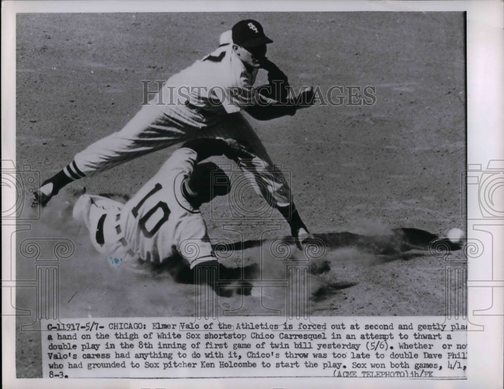 1951 Elmer Vale of Philadelphia Athletics &amp; White Sox Chico Carresqu - Historic Images