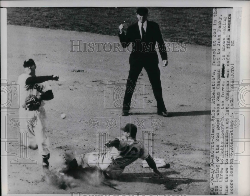 1950 A's Elmer Valo vs Boston's Chapman - Historic Images