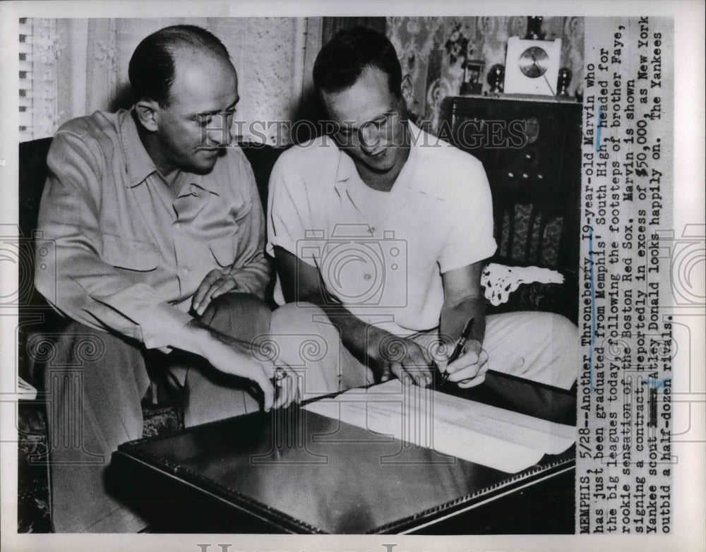 1952 Marvin Throneberry Signing with New York Yankees - Historic Images