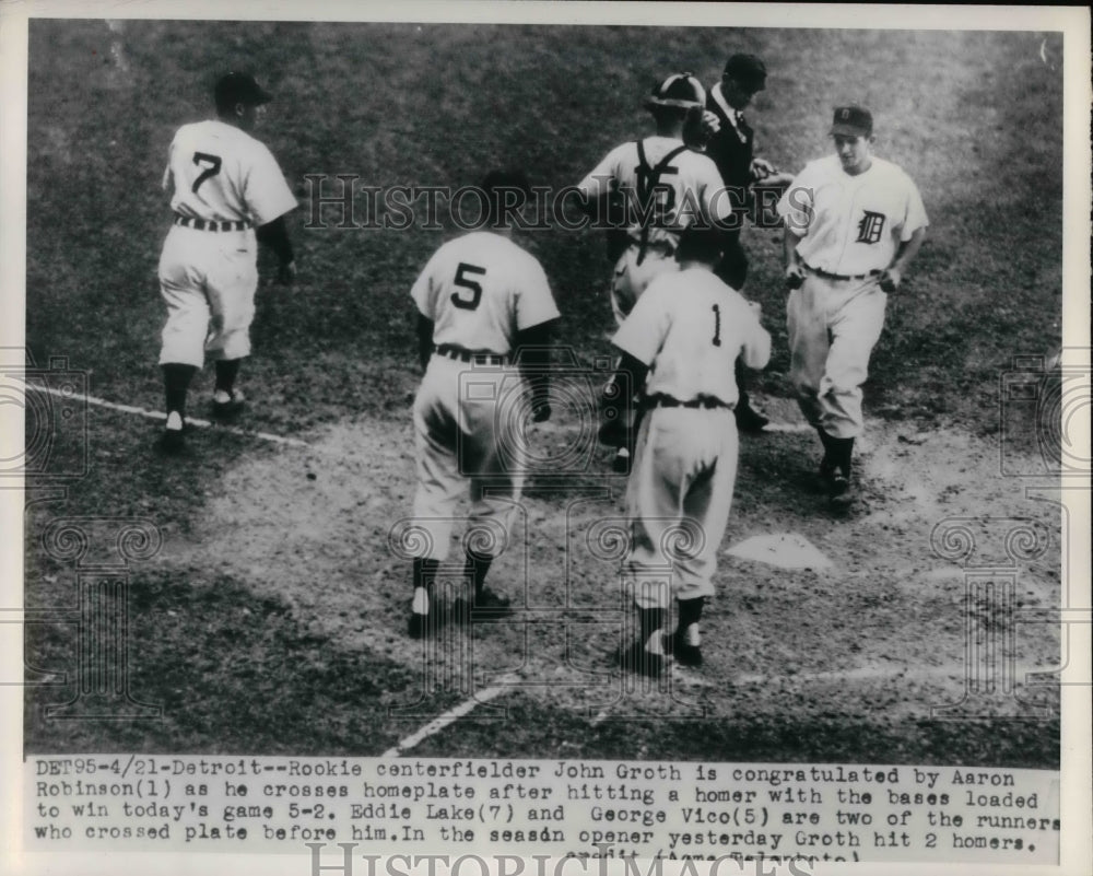 1949 Press Photo John Groth, Aaron Robinson, Eddie Lake, George Vico, Detroit - Historic Images