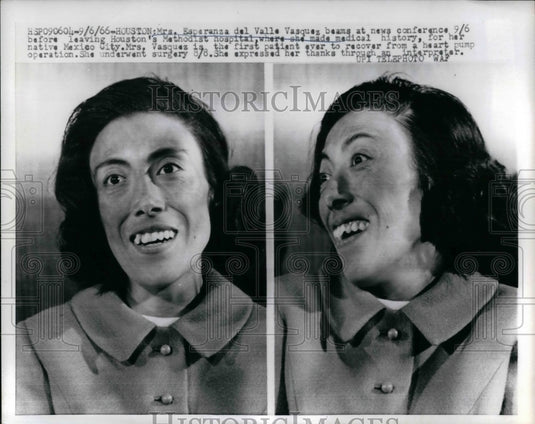 1966 Press Photo Mrs. Esperanzo del Valle Vasquez, Recovers Heart Pump Operation - Historic Images