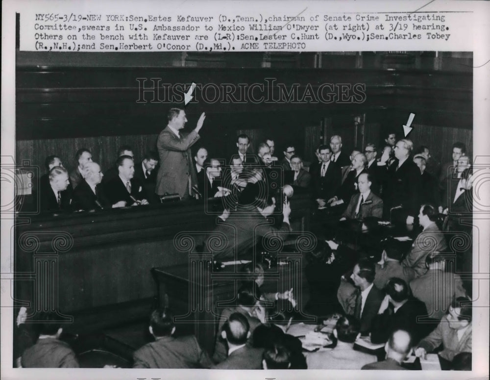 1951 Press Photo Senator Estes Kefauver Swears In William O'Dwyer - nea25044 - Historic Images