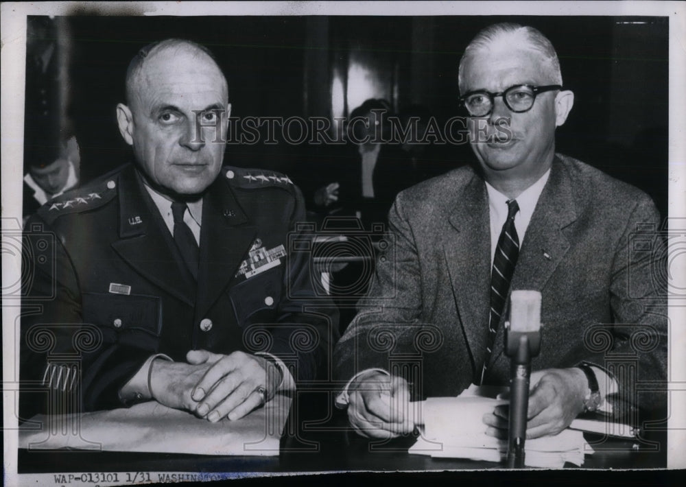 1955 Press Photo Army Secretary Robert Stevens, Gen. Matthew B. Ridgeway-Historic Images