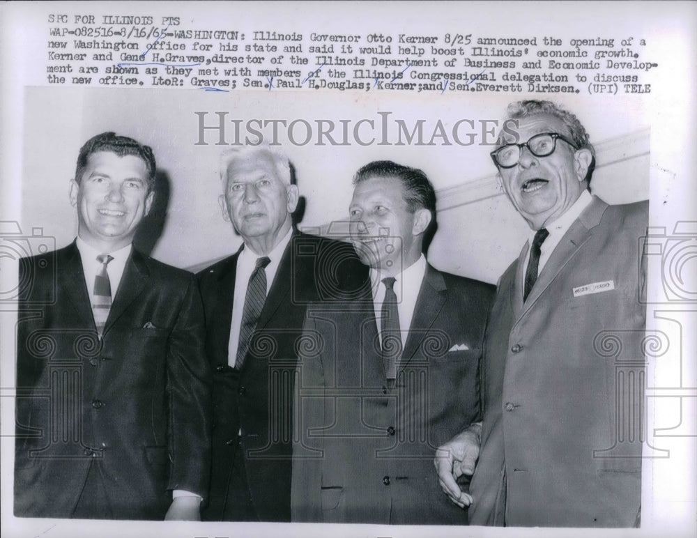 1965 Press Photo Illinois Gov Otte Kerner with Illinois Congressional Delegation - Historic Images