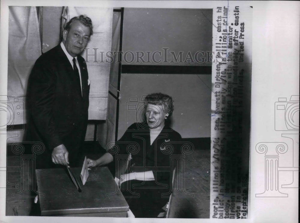 1956 Sen.Everett Dirksen of Illinois cast his Vote at his Hometown. - Historic Images