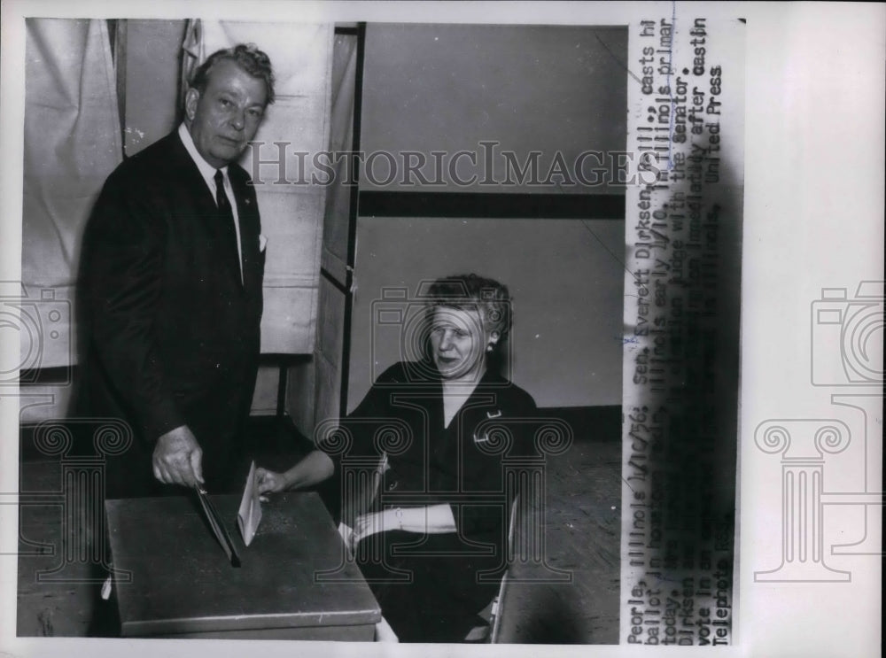 1956 Sen.Everett Dirksen of Illinois cast his Vote at his Hometown. - Historic Images