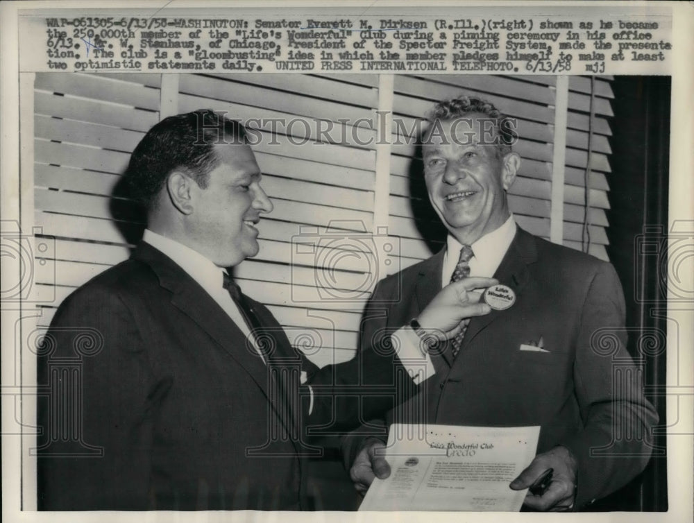 1958 Senator Everett 250,000 Member Lifes Wonderful Club  - Historic Images