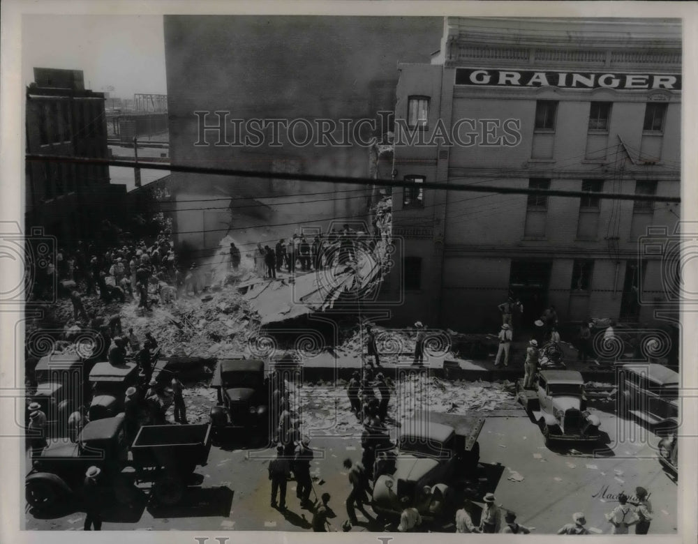 1936 Press Photo Building in Lincoln Nebraska wrecked by Explosion. - nea25283 - Historic Images