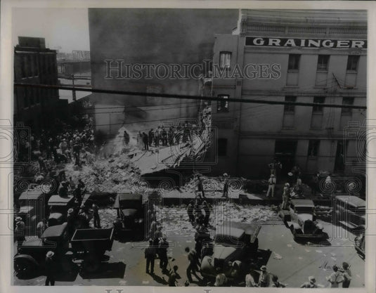 1936 Press Photo Building in Lincoln Nebraska wrecked by Explosion. - nea25283 - Historic Images