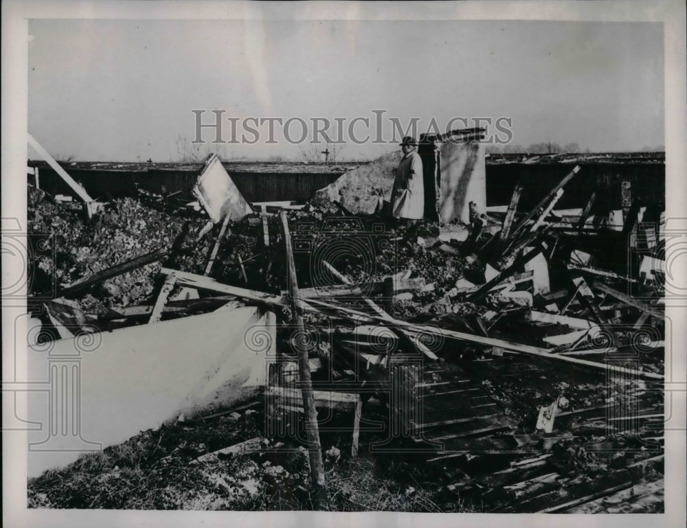 1941 Press Photo Damage at an British pig farm from Nazi bomb - nea25421 - Historic Images