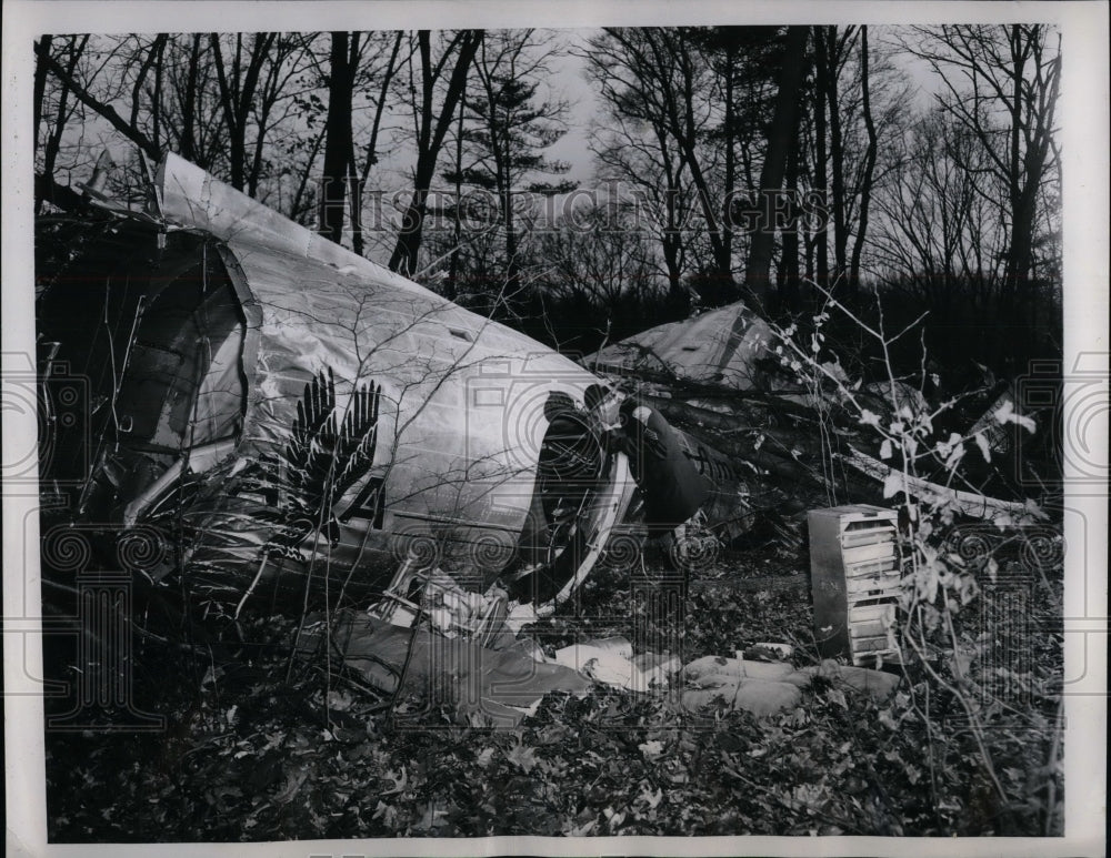 1946 Indiana State Trooper Peers At Wreckage Of Plane  - Historic Images