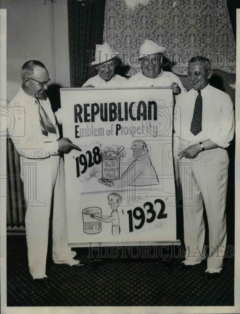 1932 Press Photo Eugene Carroll, David Senft, T. Fraser, J. Kory, Republicans - Historic Images