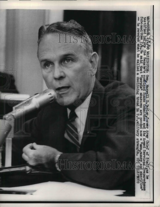1960 General Maxwell D. Taylor, Former Army Chief of Staff Testifies - Historic Images