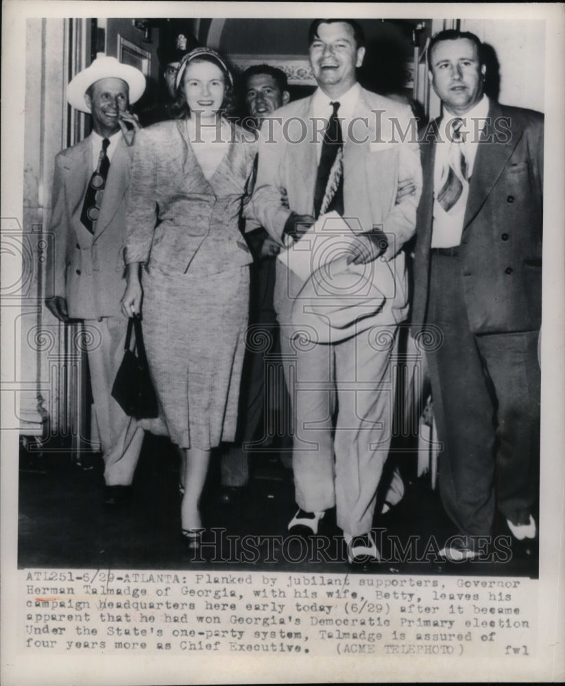 1950 Press Photo Ga. Gov. Herman Talmadge & his wife & supporters - nea26314 - Historic Images