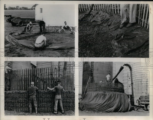 1957 Press Photo Scenes Of Construction Workers Building - nea26524 - Historic Images