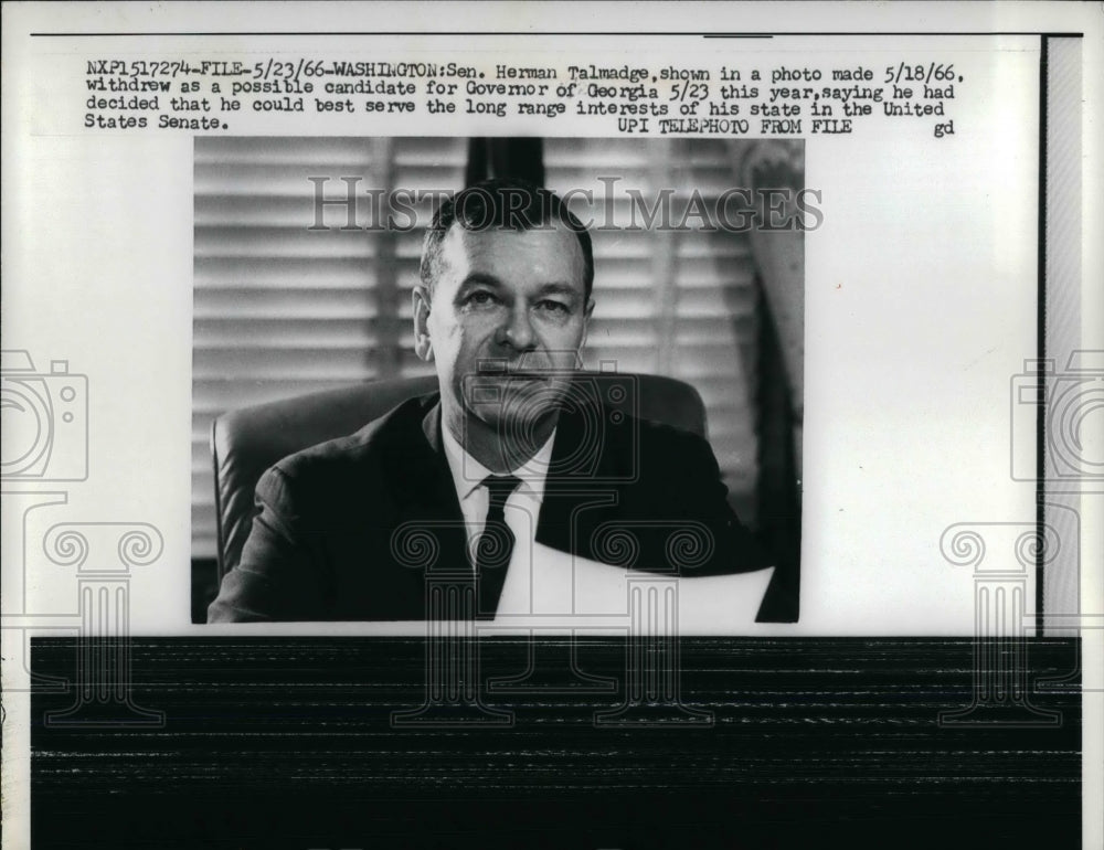 1966 Press Photo Sen. Herman Talmadge - nea26676 - Historic Images