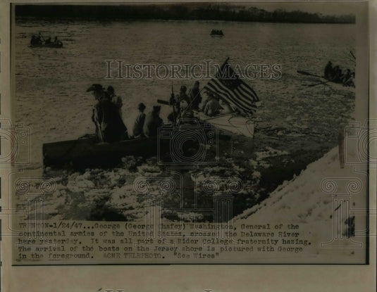 1947 Press Photo George Chafey on Rider College fraternity hazing - nea26716 - Historic Images