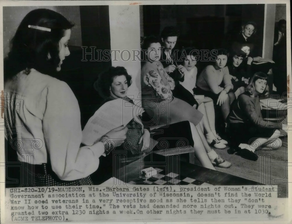 1946 Barbara Gates, Women's Student Govt. Assoc. Univ. Wisconsin - Historic Images