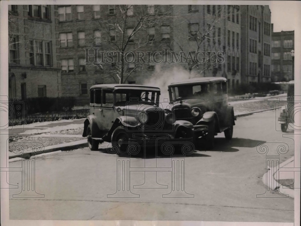 1936 Press Photo Police, North Shore Safety Club, stage auto accidents - Historic Images