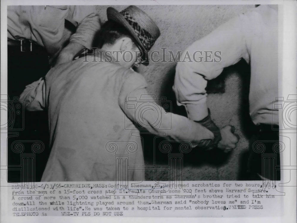 1956 Press Photo Godfrey Sherman Taken To Mental Hospital - Historic Images