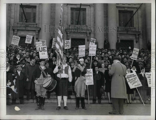 1946 Press Photo Ex Service Men Dave Thomas,John Hummel & Victor Angell At Court - Historic Images