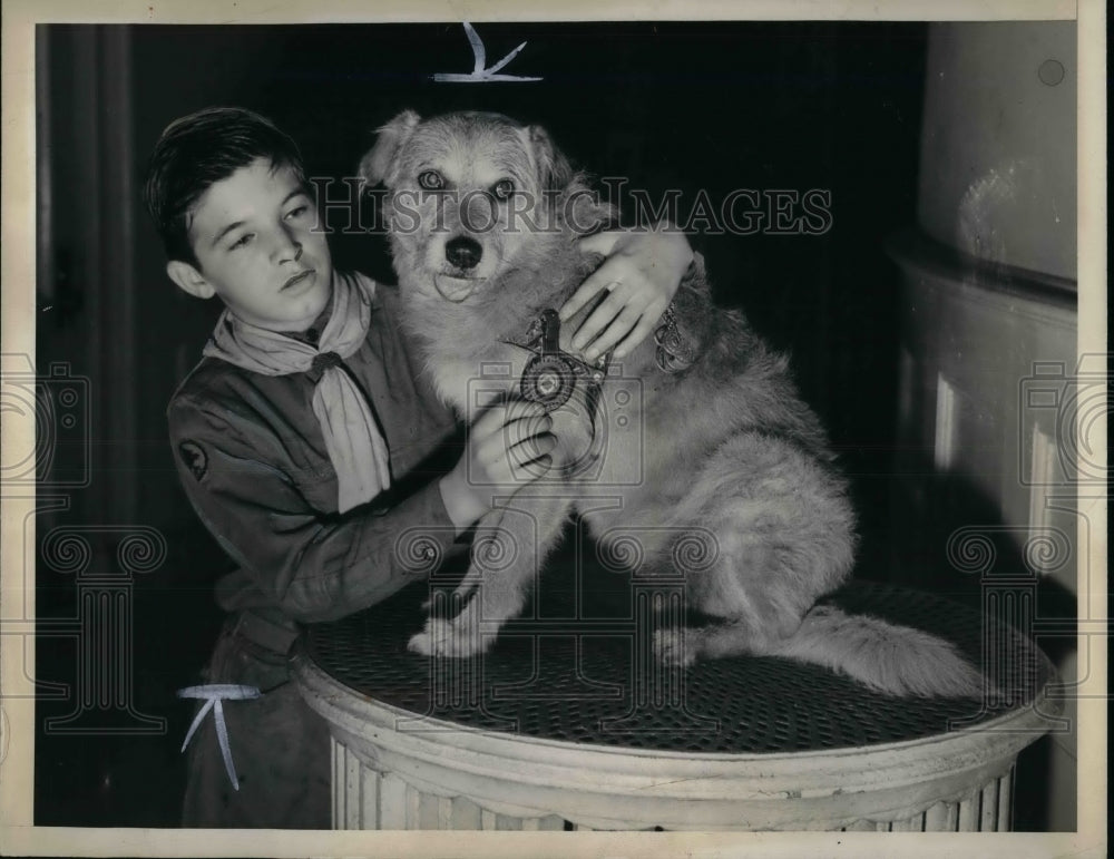 1938 Press Photo New York Boy Scouts Trooper With Dog Poddy - nea28089 - Historic Images