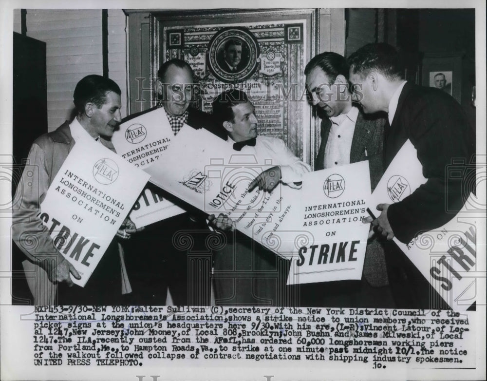 1953 Press Photo Walter Sullivan, Secretary, New York District Council - Historic Images