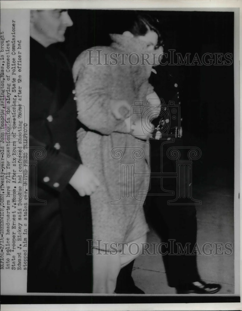 1953 Press Photo John Donohue, 24, held in slaying of Trooper E. Morse-Historic Images
