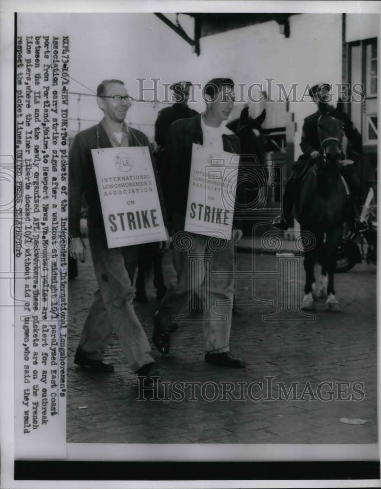 1953 Press Photo Pickets Independent International Longshormen&#39;s Association - Historic Images