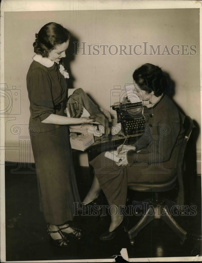 1936 Two Women Checking Hosiery  - Historic Images