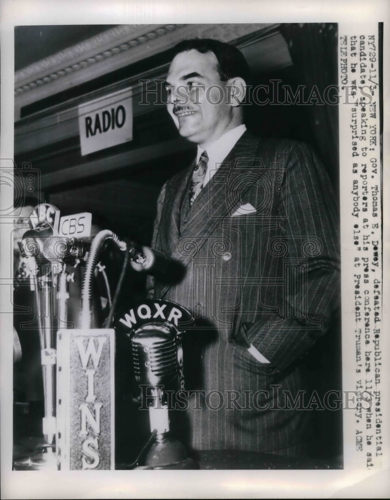 1948 Press Photo Gov. Thomas Dewey Republican President Candidate - Historic Images