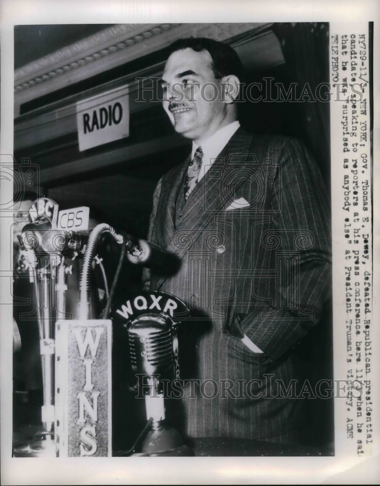 1948 Press Photo Gov. Thomas Dewey Republican President Candidate - Historic Images