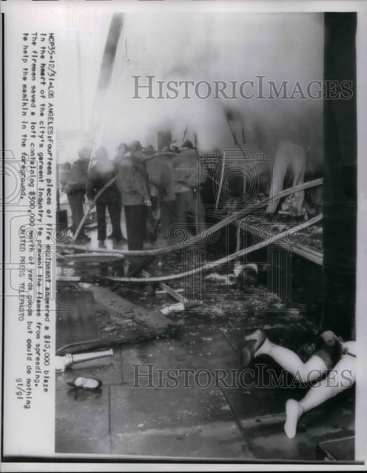 1955 Press Photo Los Angeles Fire equipment Fireman - nea30001 - Historic Images