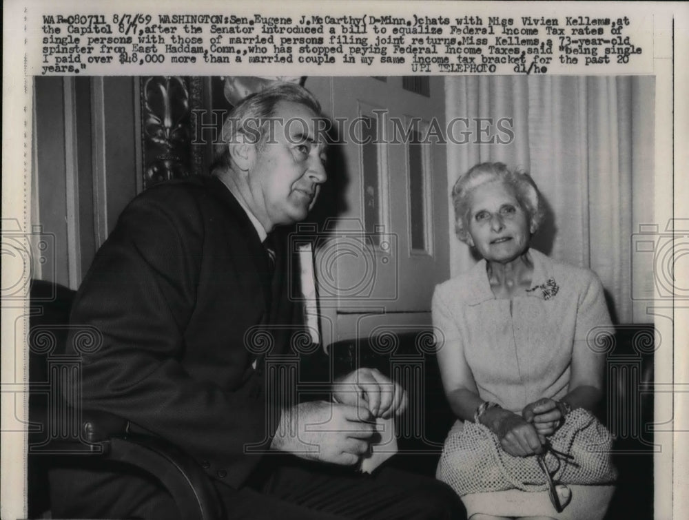 1969 Senator Eugene McCarthy Talks With Vivien Kellems  - Historic Images