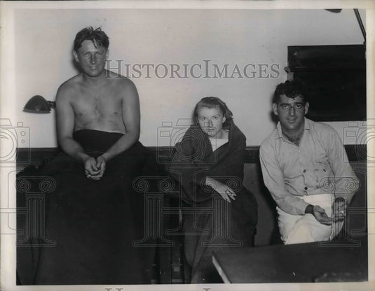 1937 Press Photo Jancoski McNiff & McCloat Rescued After Boat Sinks - nea30169 - Historic Images