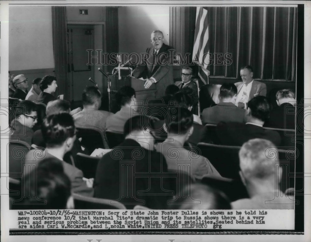1956 Press Photo Sec of State John Foster Dulles in D.C. - Historic Images
