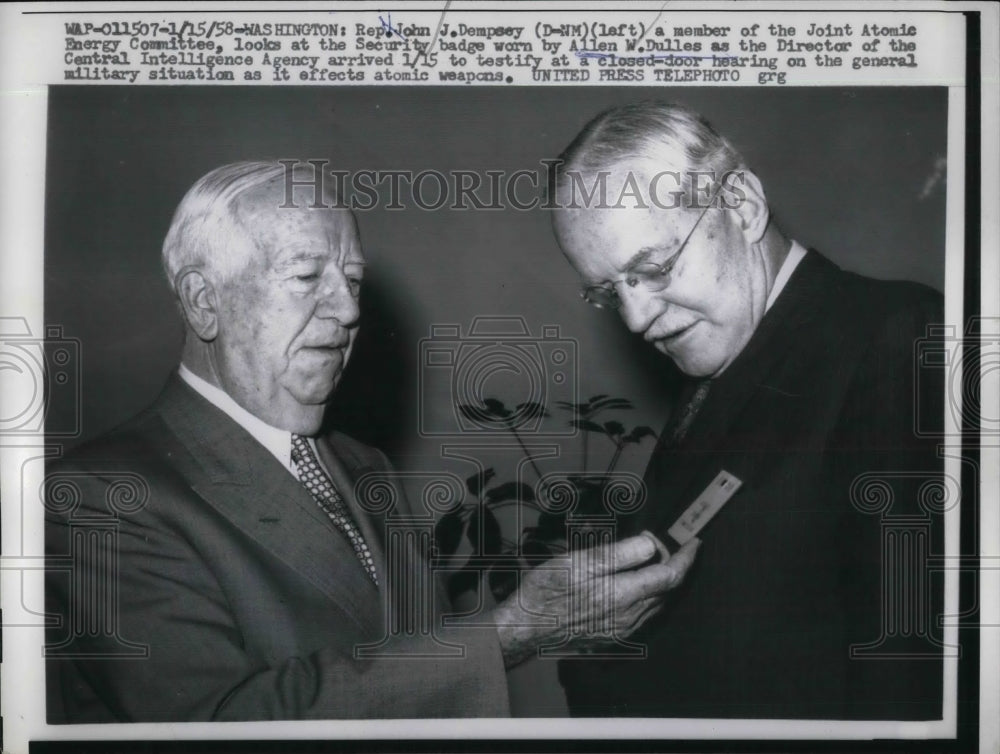 1958 Press Photo Rep. John Dempsey and Allen Dulles - nea30243 - Historic Images